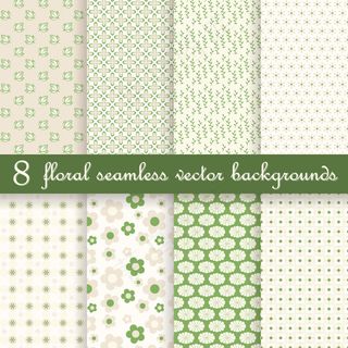 绿色系花纹无缝背景矢量素材下载