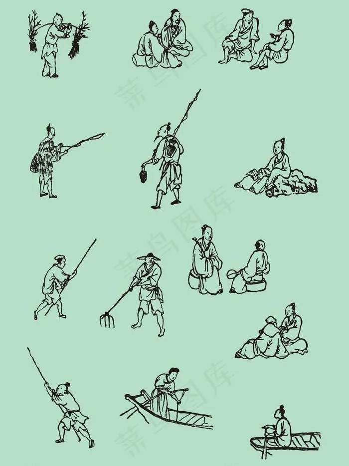 国画人物图片cdr矢量模版下载