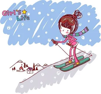 女孩女孩生活生活6 EPS向量