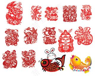 中国传统2011兔年剪纸PSD素材