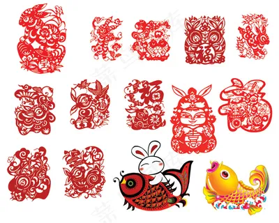 中国传统2011兔年剪纸PSD素材 中国传统2011兔年剪纸PSD素材