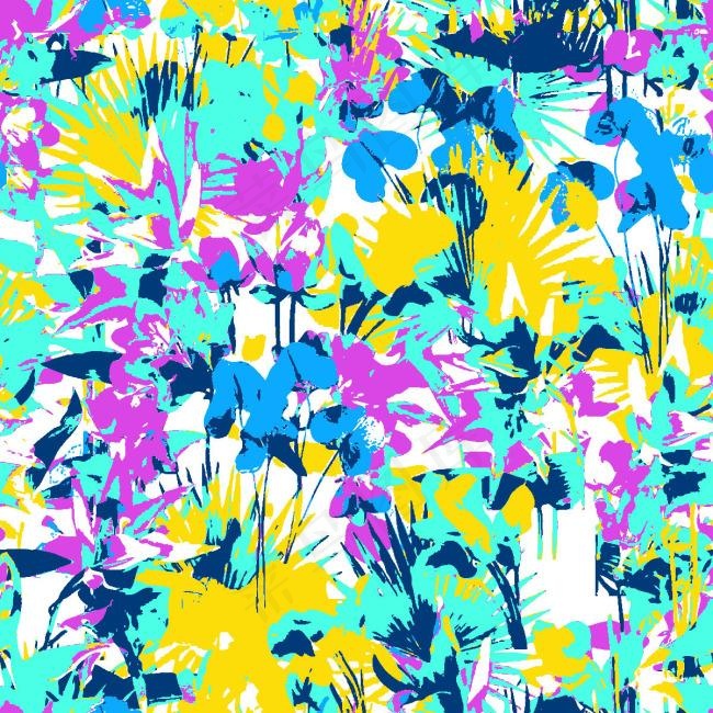 叶子花朵数码印花设计