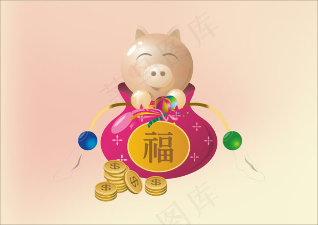 金猪可爱猪宝宝矢量图库cdr矢量模版下载
