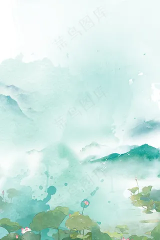 中国风手绘水彩海报背景