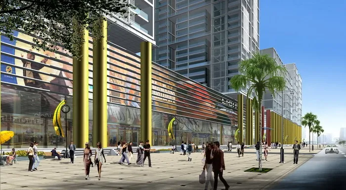 商业街沿街景观psd模版下载