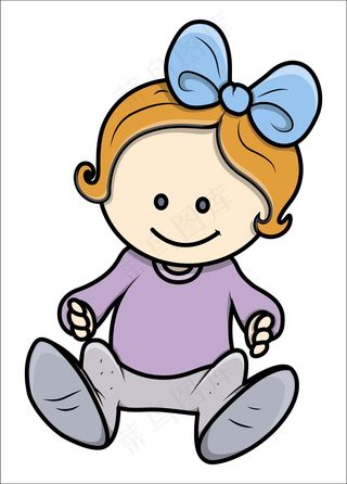 可爱的小女孩矢量插图