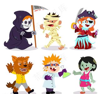 卡通万圣节角色矢量图图片