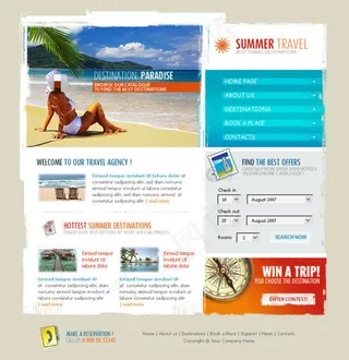 夏日旅游网页psd素材
