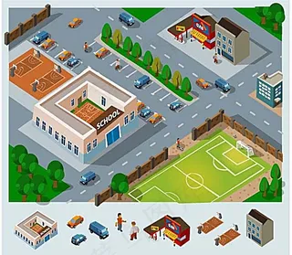 学校元素插图素材