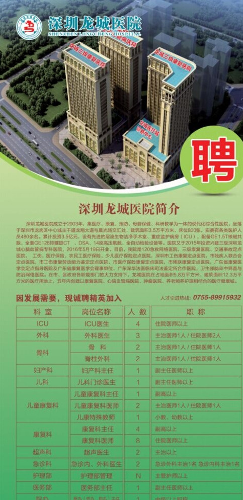 深圳龙城医院招聘简介简章图片(3937X7874(DPI:100))psd模版下载
