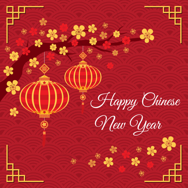 中国新年灯笼红色背景ai矢量模版下载
