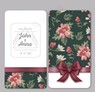 复古花卉婚礼邀请卡