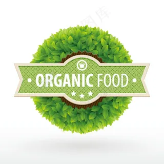 绿叶丝带标签背景矢量素材