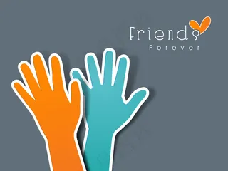 情人节快乐的概念 两人的手和文本的永远的朋友