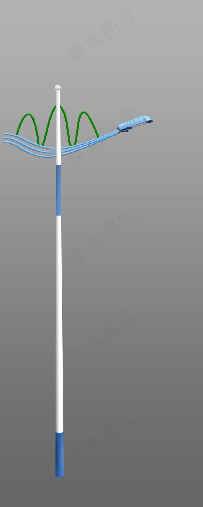 LED单臂山水路灯造型效果图psd模版下载
