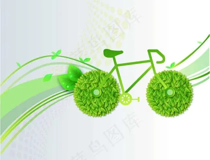 绿色自行车图片