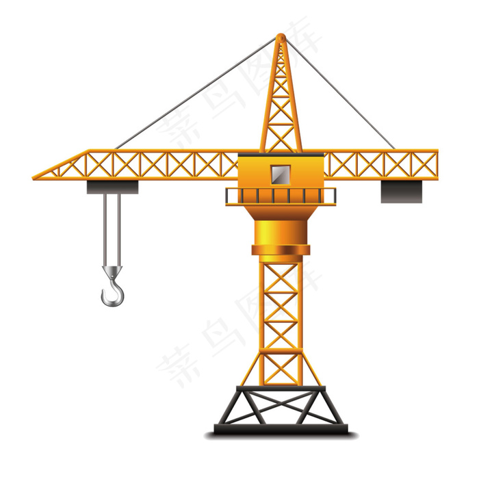 手绘塔吊png元素素材