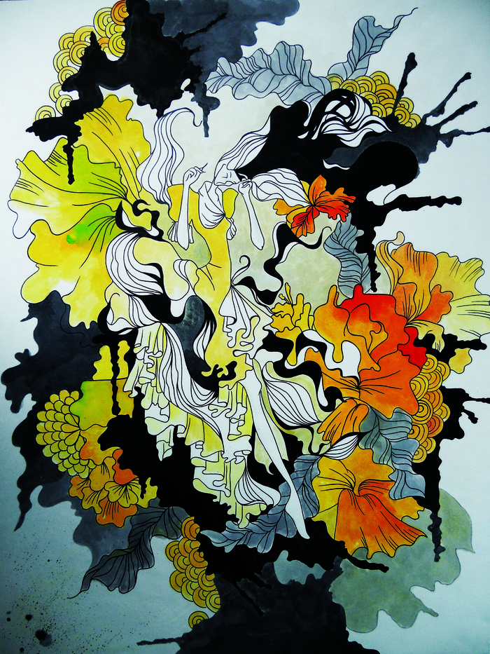 枯荣系列插画设计图片