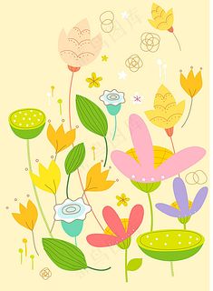 矢量花朵绿叶花纹