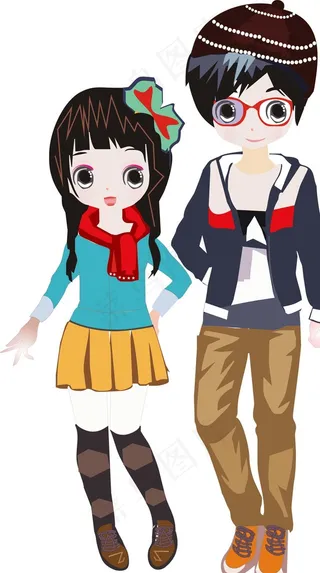 卡通情侣 矢量图片