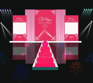 大气桃红婚礼场景效果图