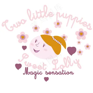 印花矢量图 女童 可爱卡通 卡通形...