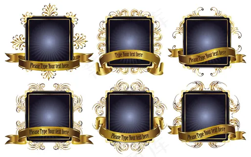 10款金边花纹销售吊牌矢量图