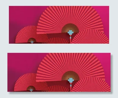 折纸扇子立体背景banner  折纸扇子立体背景banner