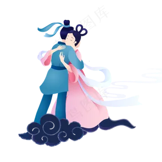 手绘牛郎织女鹊桥创意图案手绘牛郎织女鹊桥创意图案