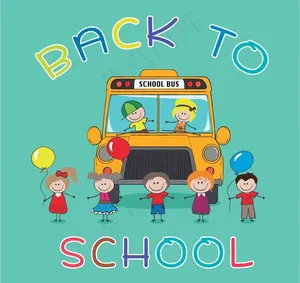 校车插画 儿童校车