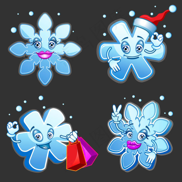 卡通雪花图像矢量素材