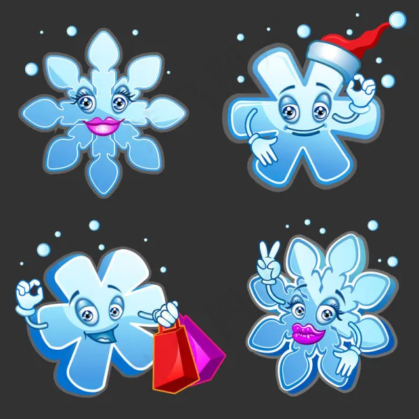 卡通雪花图像矢量素材ai矢量模版下载