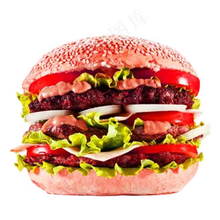 卡通美味汉堡包海报PNG素材