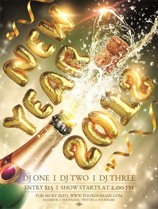 2018气球字体新年派对海报