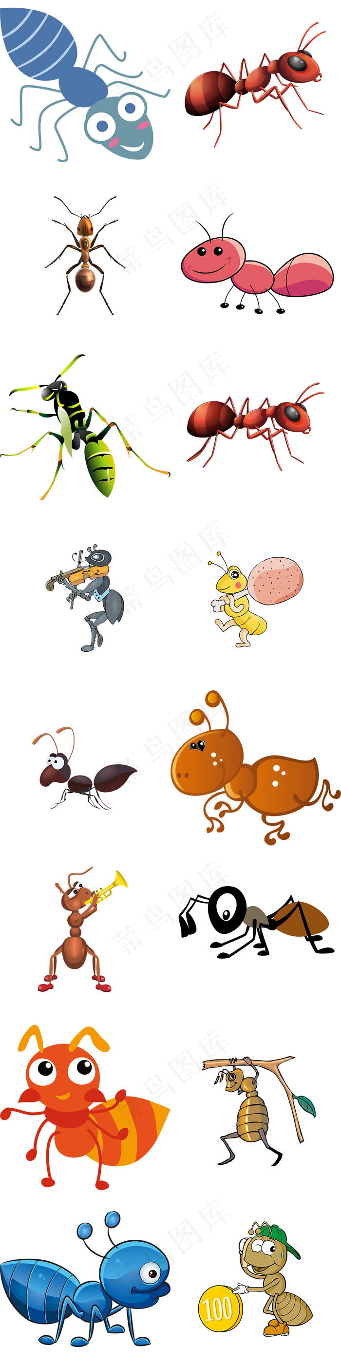 卡通可爱小蚂蚁矢量图片设计素材