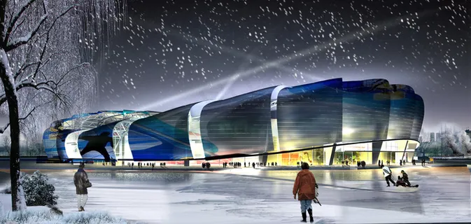 现代场馆  建筑   外观  效果