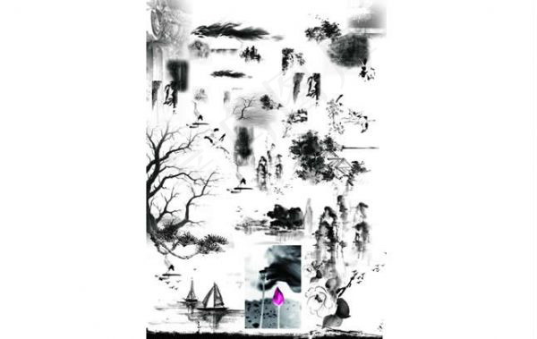 传统水墨画传统文化PSD素材