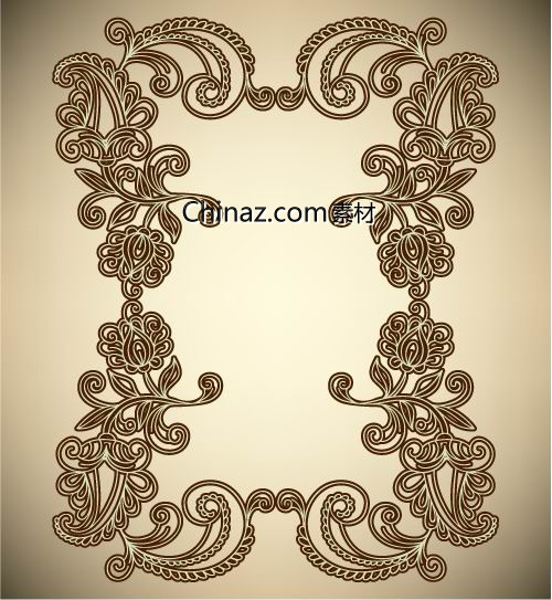 老式花纹装饰框矢量图