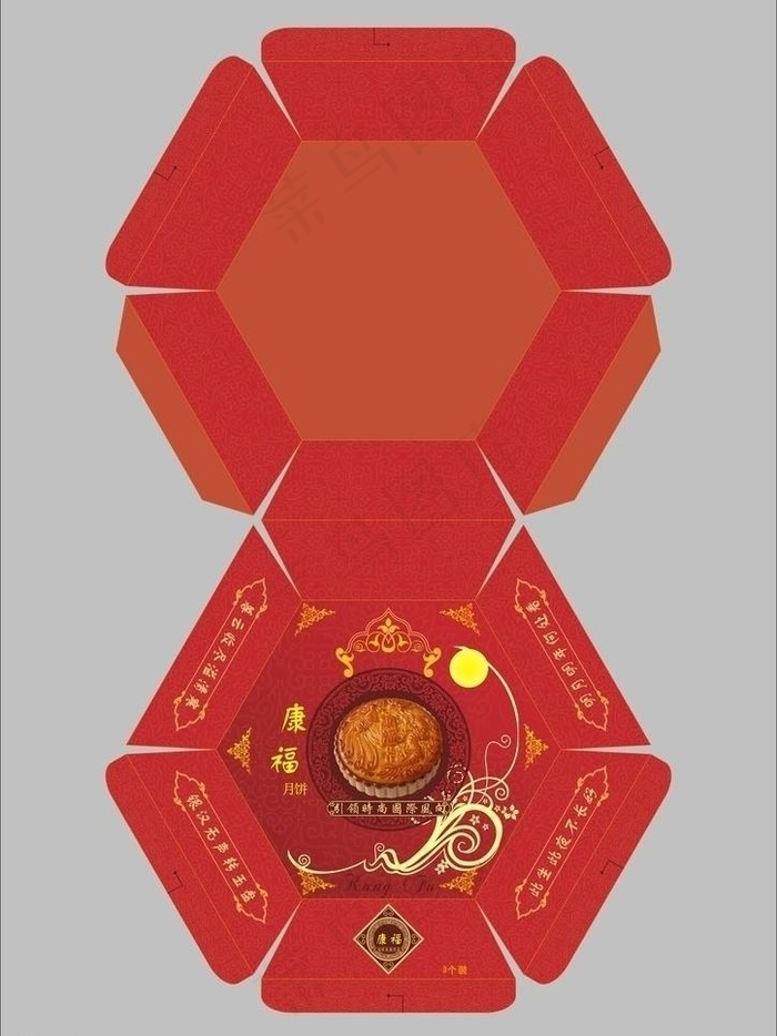 月饼盒包装图片cdr矢量模版下载