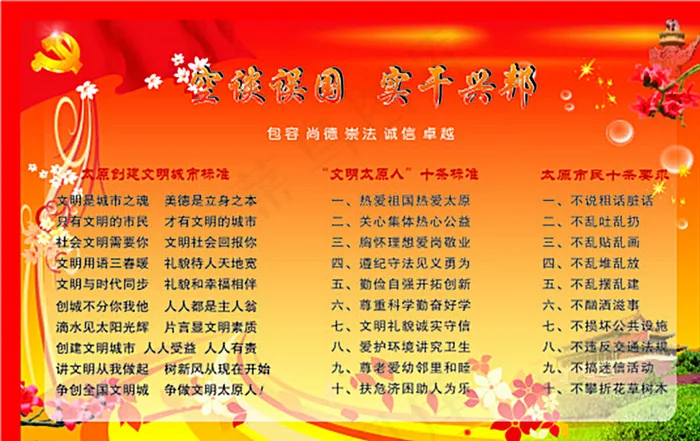 太原市文明准则图片cdr矢量模版下载