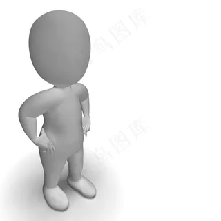 在臀部的三维人的手显示了信心