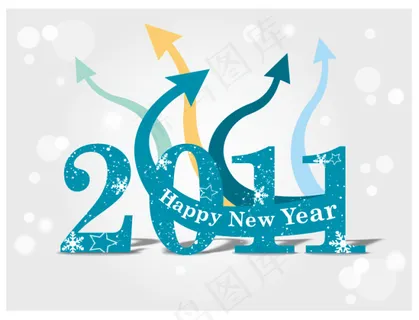 创意绿色2011艺术字变形卡片设计