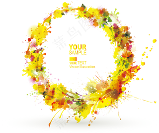 水彩花朵花卉花环花边花纹夏季海报P...