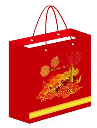 国庆元素红色手提袋