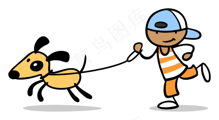 牵狗的小男孩图片