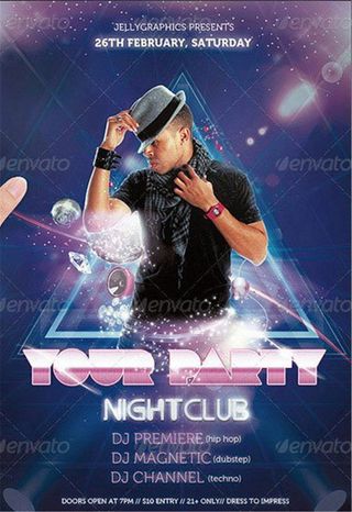 夜生活国外酒吧平面素材创意海报