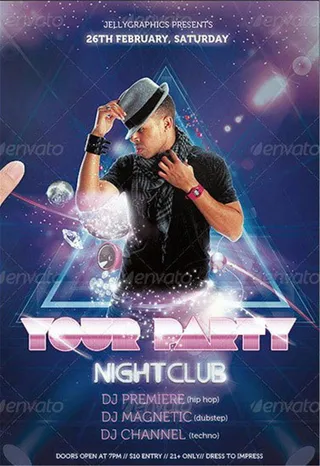 夜生活国外酒吧平面素材创意海报