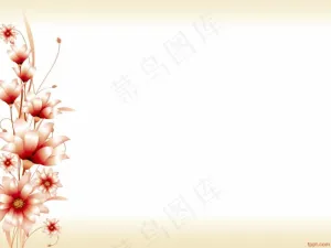 淡雅鲜花PPT模板预览图
