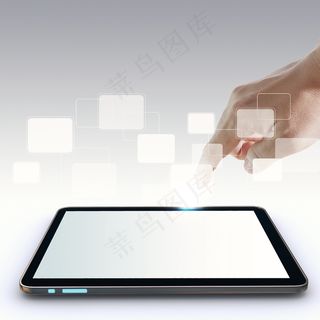 手指在触摸屏上的触摸板和空白的虚拟...