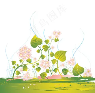 一款绿色开花藤蔓植物矢量素材